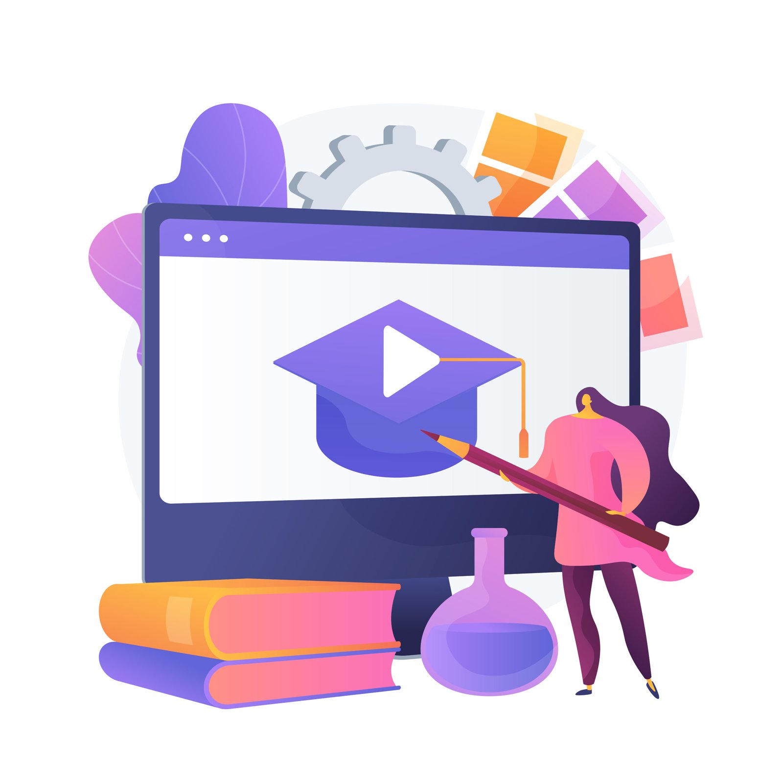 Color theory online studying vector concept metaphor. Color theory online studying. Web design basics, drawing tutorial, interior designer. Female artist cartoon character holding pencil. Vector isolated concept metaphor illustration.